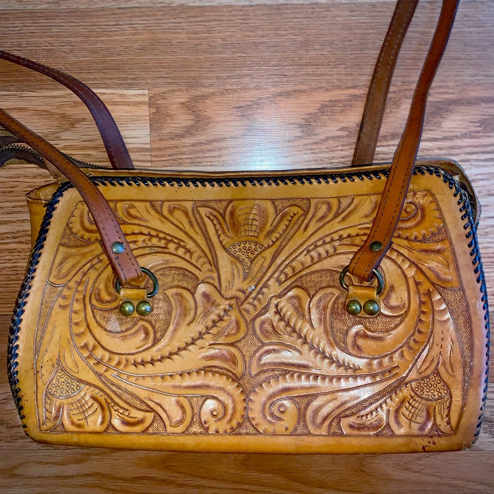 Leather hippie boho purse vintage